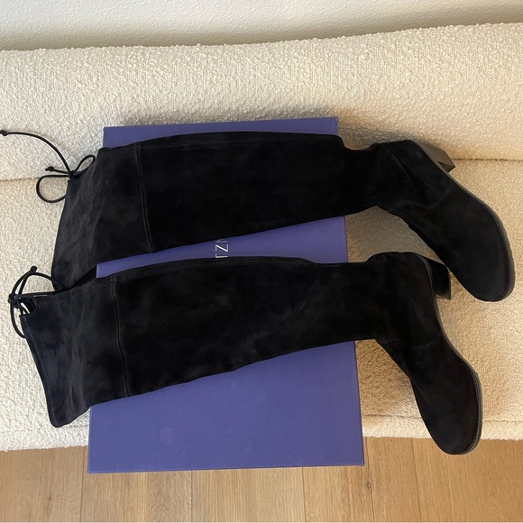 Stuart Weitzman Elevated Black Suede Over The Knee Boots - Picture 2 of 13